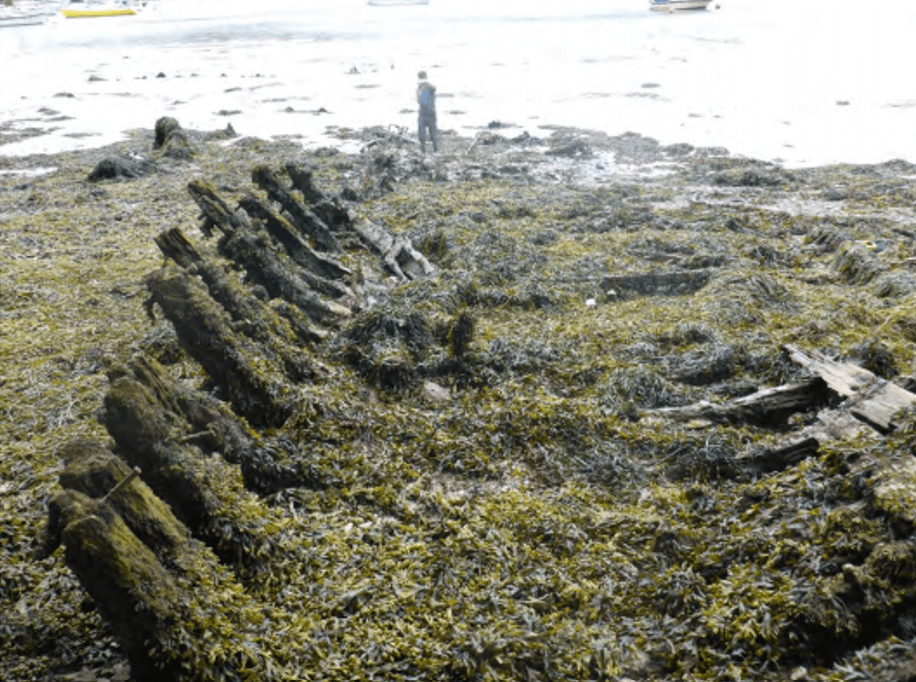 View of the midships and stern of a Brixham Fishing Vessel