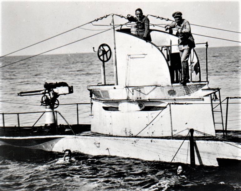 SM U-27 with crew swimming