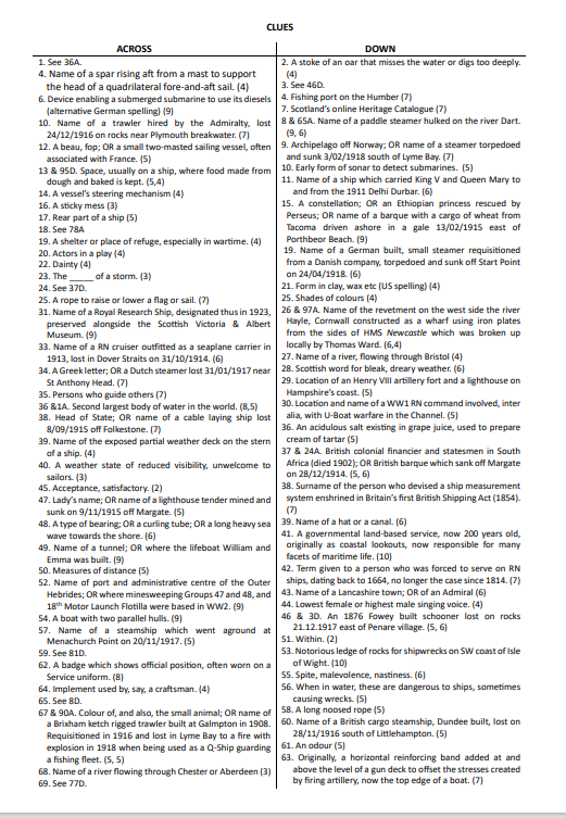 MAT s FOURTH THEMED CROSSWORD (WITH PRIZES ) Maritime Archaeology Trust