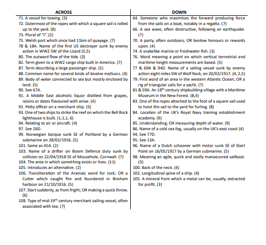 MAT s FOURTH THEMED CROSSWORD (WITH PRIZES ) Maritime Archaeology Trust